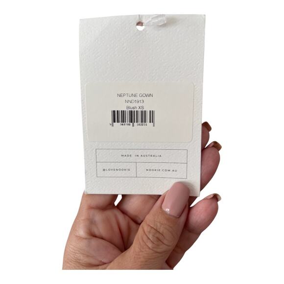 Nookie Neptune Gown Maxi Dress Off Shoulder Formal Gala Party Prom Blush XS - Picture 14 of 16